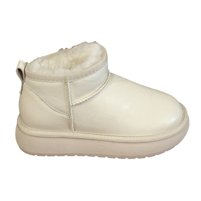 防水真皮羊毛皮面白色雪地靴女