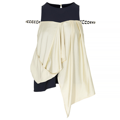 【设计师品牌BLANCORE】2024夏季新款设计感拼色吊带不对称上衣