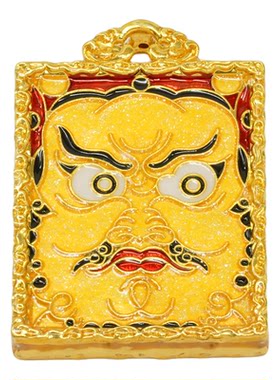 18k金黑玛瑙黄财神方牌吊坠配件
