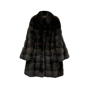 俄罗斯紫貂皮大衣女立领农夫色环保仿皮草外套长款2025秋冬新款