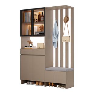 实木玄关柜鞋柜一体入户客厅屏风隔断柜现代简约玻璃大容量储物柜