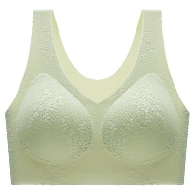 冰丝美背文胸背心一体乳胶无痕固定杯大码运动内衣女聚拢夏季薄款