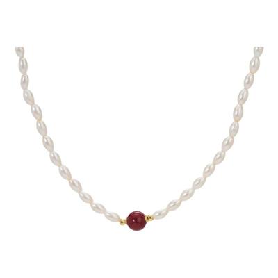 仿朱砂吊坠珍珠项链女2025新爆款