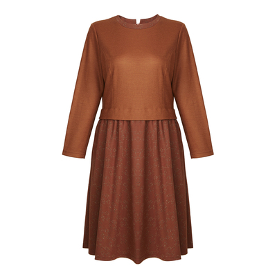 芭罗蒂冬装X型假两件羊毛连衣裙