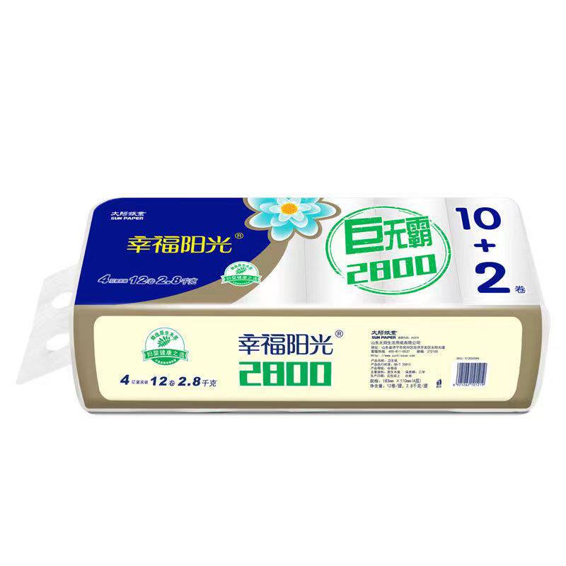 幸福阳光2800克4层12卷5有芯卷纸