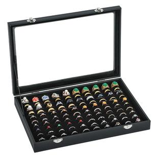 带盖绒布百位戒指盒收纳盒大容量首饰盒对戒盒子饰品盒摆摊展示盒