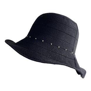 进口和纸渔夫帽子女轻薄防晒大头围盆帽遮阳防晒帽可折叠春夏凉帽