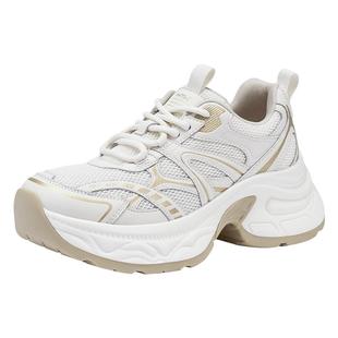 热风厚底老爹鞋女鞋2025年冬季新款女士显瘦松糕小白鞋舒适休闲鞋