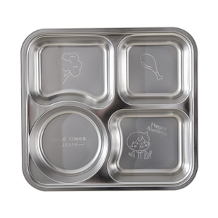川岛屋儿童分格餐盘食品级316不锈钢宝宝餐具分格盘幼儿园早餐盘