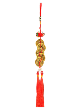 白玉葫芦祥安阁五帝铜钱挂件