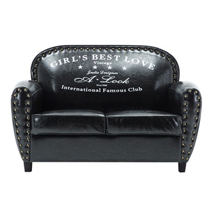 美式复古单人皮沙发工业风双人三人酒吧咖啡厅茶楼卡座理发店卧室