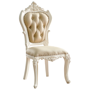 美式全实木餐椅真皮书椅欧式休闲椅靠背家用凳子麻将接待洽谈椅子