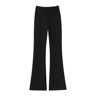 高个子加长款加绒微喇裤女冬季2026新款加厚黑色西装垂感喇叭裤子