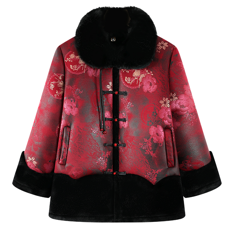 老年人加绒棉服女奶奶冬装外套新中式国风妈妈保暖棉袄老太太棉衣