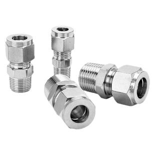 304不锈钢直通终端316双卡套ZG外螺纹快速接头仪表气源铜管免焊接