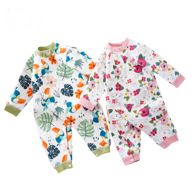 婴儿秋冬保暖夹棉连体衣宝宝睡衣