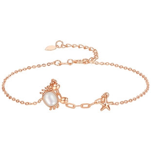 TSL谢瑞麟18k金手链小螃蟹白贝母玫瑰金63868-BC710