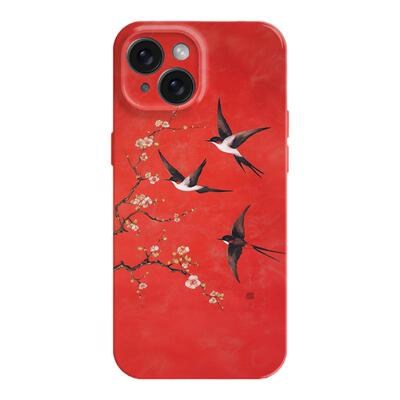 中国风归雁燕子红复古16适用15苹果14promax手机壳13小米12菲林华为mate60高级感P70荣耀小众oppo全包vivo潮