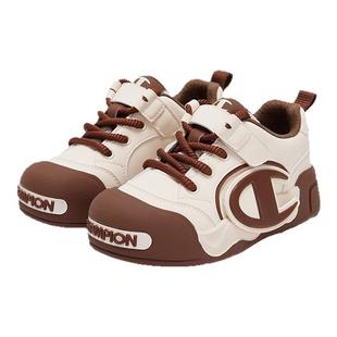 Champion冠军2025冬季新款男女童魔术贴潮流开口笑板鞋红色面包鞋