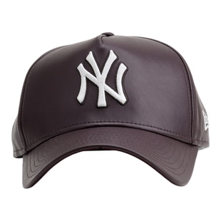 韩国代购NEWERA纽亦华皮革材质940大头围卡车帽NY纽约扬基酒红色