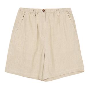 klee klee夏女装环保棉麻竹节布舒适百搭简洁实穿A型短裤休闲裤