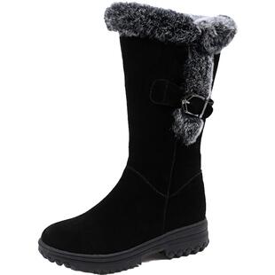 雪地靴女真皮冬季加厚棉靴长靴防滑大码靴子长筒靴妈妈高筒靴牛皮