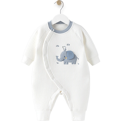 婴儿夹棉连体衣加厚保暖秋冬季