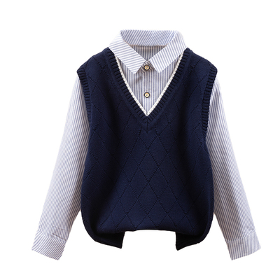 恒源祥男童假两件打底衬衫