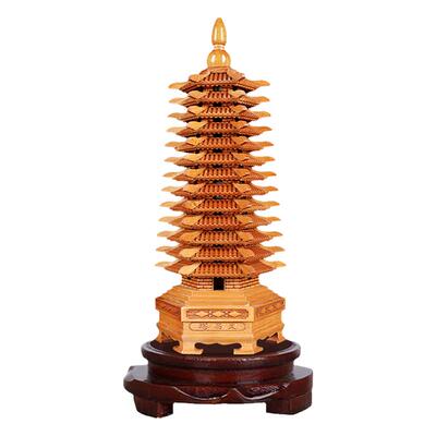 文昌塔9层13层的桃木原木质摆件