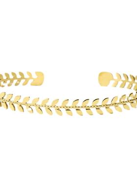 法国钛钢橄榄枝名媛风手镯新品