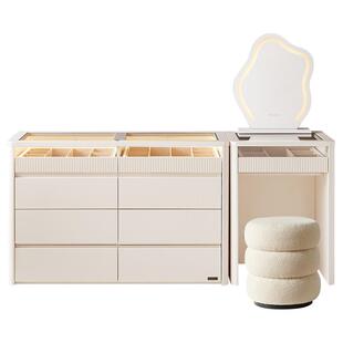 全友家居现代简约可伸缩斗柜一体化妆桌2025新款卧室转角梳妆台