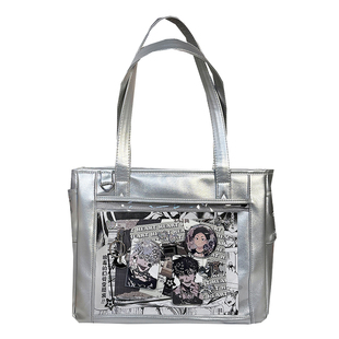 大容量百搭日常简约基础款丝带痛包学生托特包10cm娃包单肩斜挎包