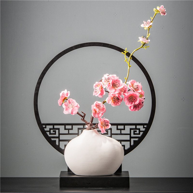 新中式禅意茶桌角几卧室摆件装饰品复古酒柜电视创意软玄关摆设内