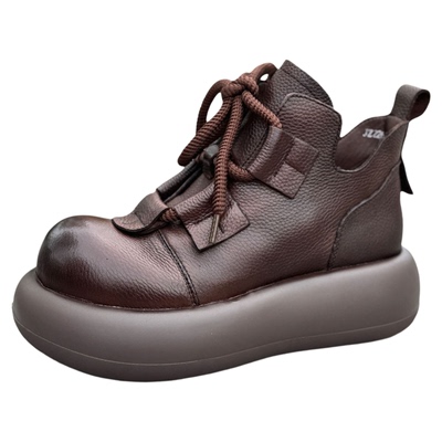 原创手工头层牛皮休闲复古厚底靴