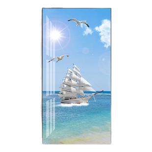 客厅玄关装饰画轻奢风现代简约入户竖版装饰画一帆风顺过道走廊画