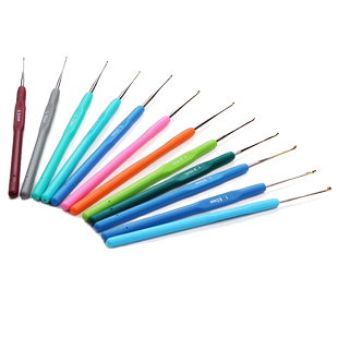 糖果硅胶软手柄金头钩针编织工具毛线钩针套装耐磨防滑粗细勾针