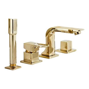 面盆水龙头冷热四件套分体洗脸池洗手盆精铜主体四孔坐式带花洒