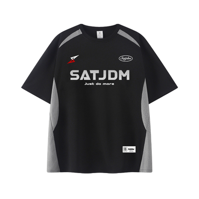 SATJDM复古拼接透气速干短袖