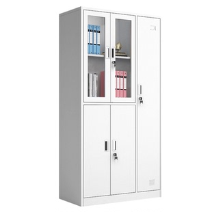 钢制员工铁皮柜五门玻璃更衣柜职员宿舍换衣柜带锁储物柜鞋柜柜子