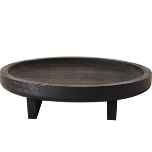 如是/侘寂风艺术炭化木干泡茶盘果盘装饰摆件民宿餐厅实木盘摆盘