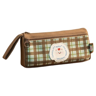 格格屋笔袋大容量双层复古格子女生款秋冬高颜值ins风文具袋男孩文具盒小众不撞款简约小学生初中生铅笔盒c