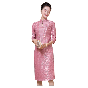 多丽琦中式高档优雅婚宴礼服年轻喜婆婆宝宝宴日常可穿妈妈礼服