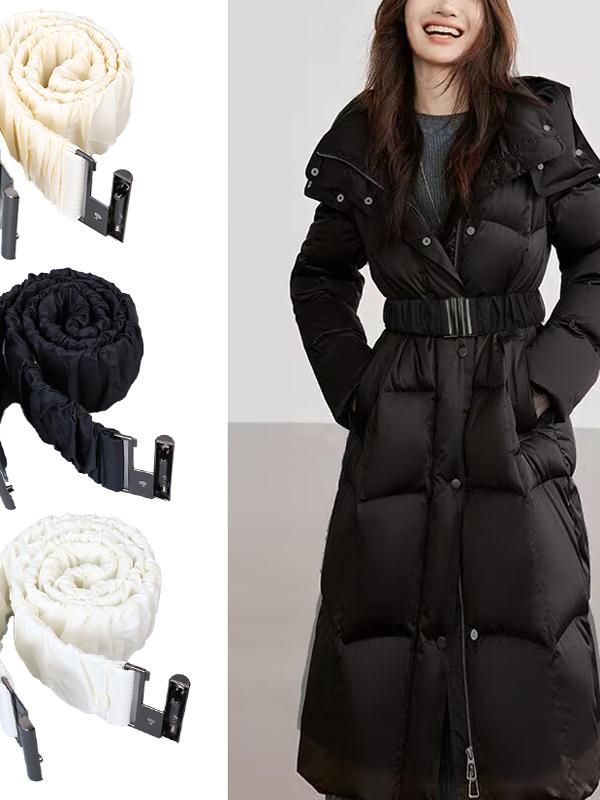 米白色羽绒服松紧腰带女装饰弹力收腰腰封配件冬季配大衣棉服专用