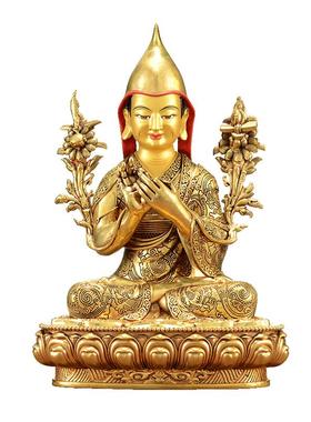 闯隆铜鎏金雕花宗喀巴大师像摆件