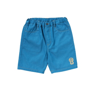 BAPE童装25年春夏卡通小猴BABY MILO线型刺绣牛仔短裤001516O