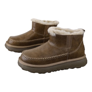 雪地靴男款冬季加绒保暖棉鞋防滑皮毛一体羊毛面包鞋短款防寒男鞋