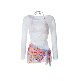 辣妹泳衣女比基尼聚拢分体三角海边度假绝美高级罩衫防晒性感温泉