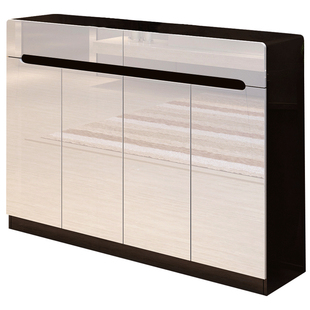 欧集家居现代简约家用门口鞋柜烤漆大容量门厅玄关黑白储物收纳柜