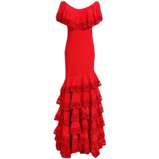 原创品牌Flamenco弗拉门戈练习裙西班牙接边蕾丝多层舞裙GI05