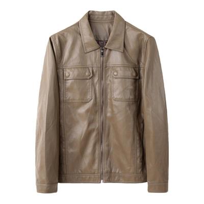 瑞莱夫休闲翻领夹克皮衣男士春秋